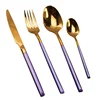 Wholesale Bulk Flatware Spoon Purple Gold Cutlery Set Stainless Steel