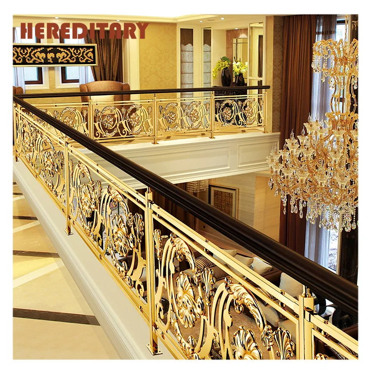 Outdoor Modern Gold Color Stair Railingaluminium Stair Handrail Parts