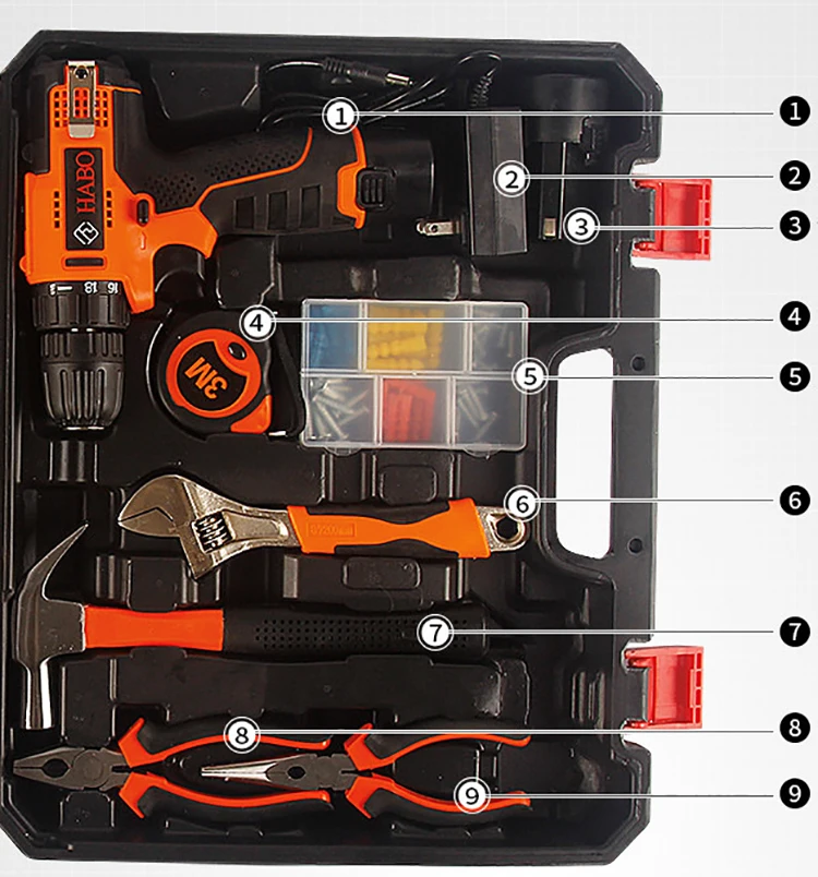 102pcs 12V lithium battery rechargeable hand drill set combination tool electric screwdriver gift hardware tool set