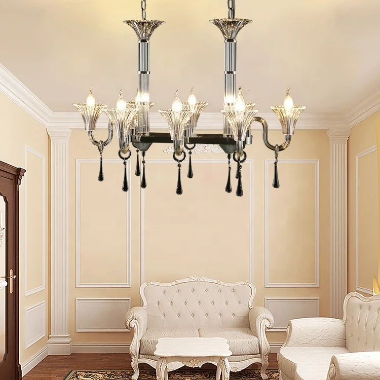 European style luxury residential hotel business 40w 8pcs modern crystal pendant led chandelier lighting