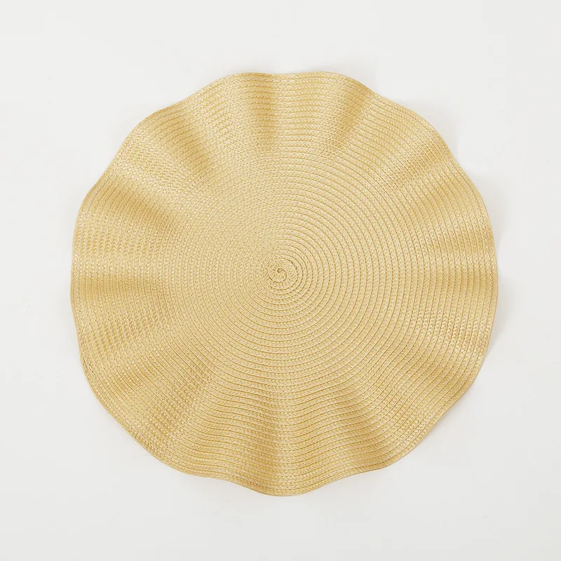 Hot Selling Recyclable Round Woven Metallic Vinyl Placemats With Wavy