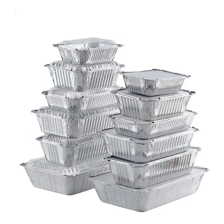 Fast Food Microwavable Oven Airline Meal Tray Takeaway Aluminum Foil Packing