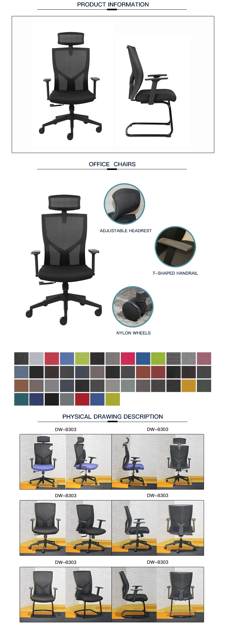 Dious director executive CEO computer PP structure reclining revolving chair cadeira escritorio