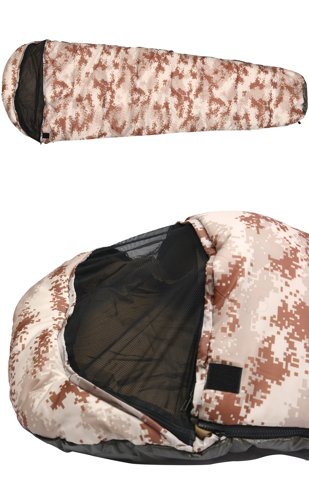 军用290t 涤纶格子迷彩妈咪冬季睡袋防水袋睡袋露营