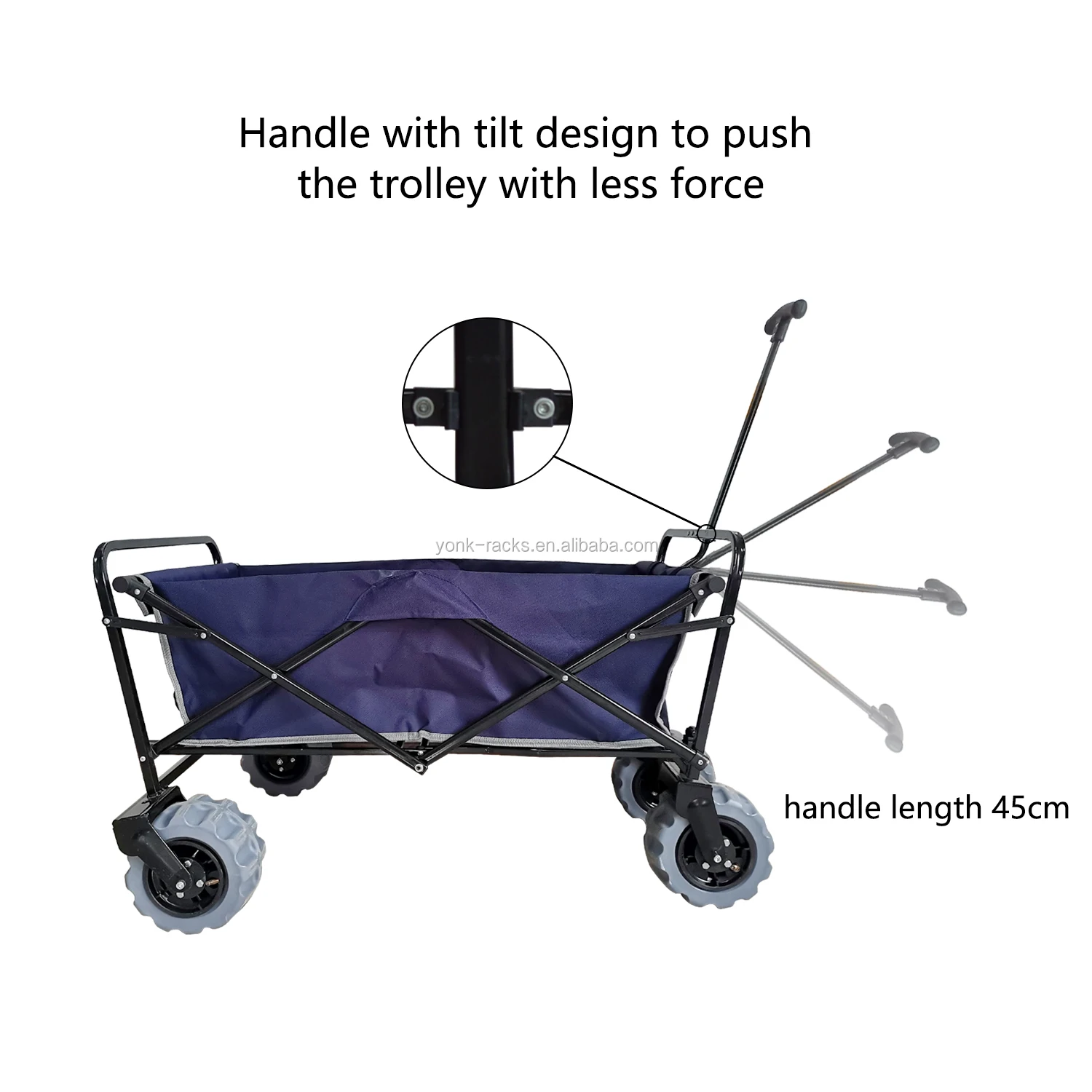 Folding Beach Cart Fishing Cargo Trolley Wagon With Balloon Wheels