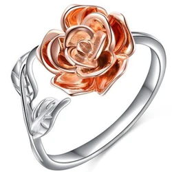 Fashion Rose Gold Plated Rings Adjustable Rings Rose Flower Shaped Rings for Women
