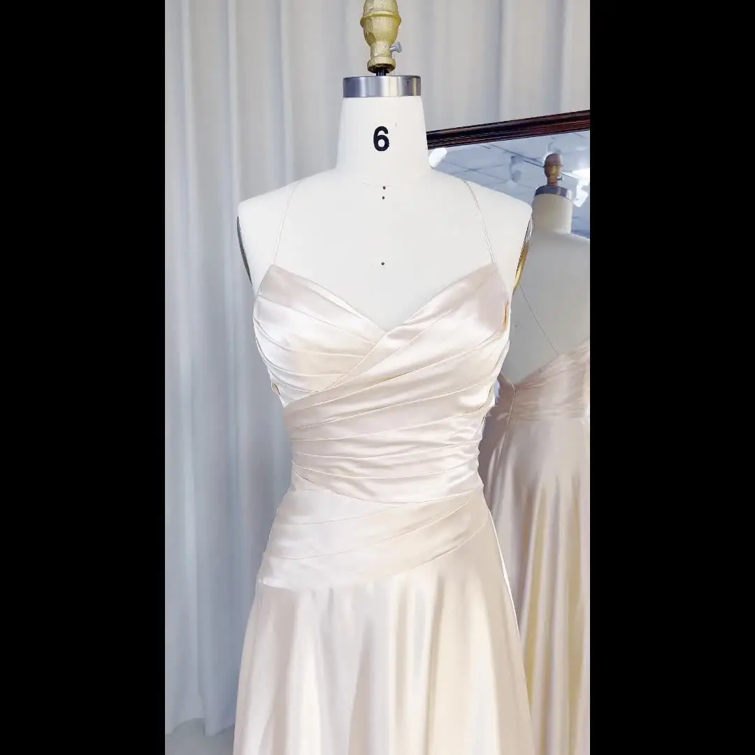 Modern A-Line Bridesmaid Dress Cinnamon Color Glossy Satin Simple Design  Spaghetti Strap Sleeveless for Wedding Evening Party