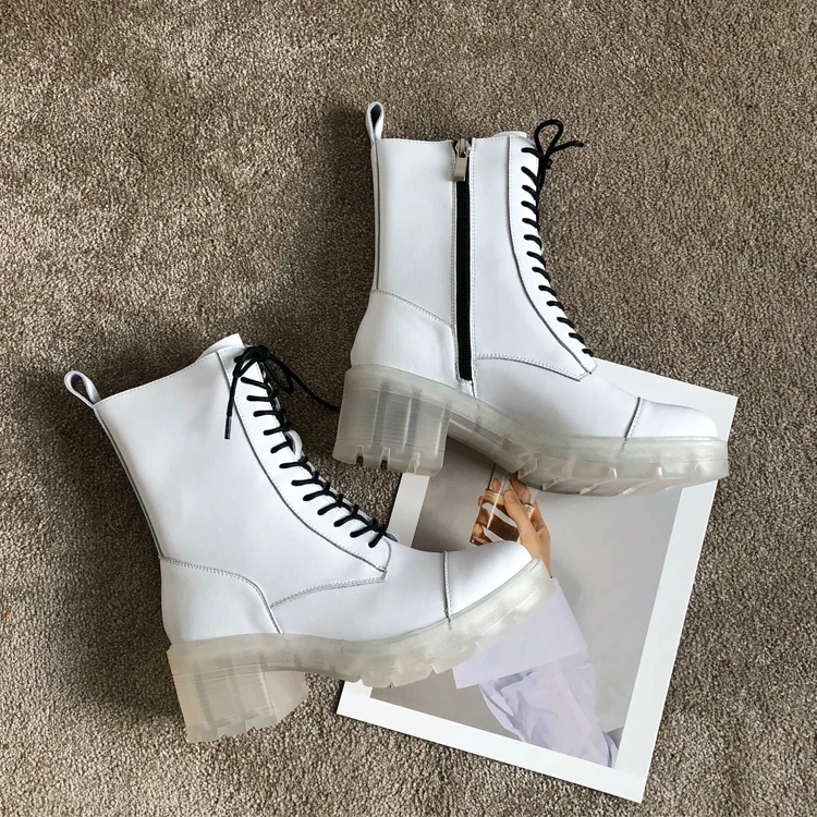 white boots clear sole