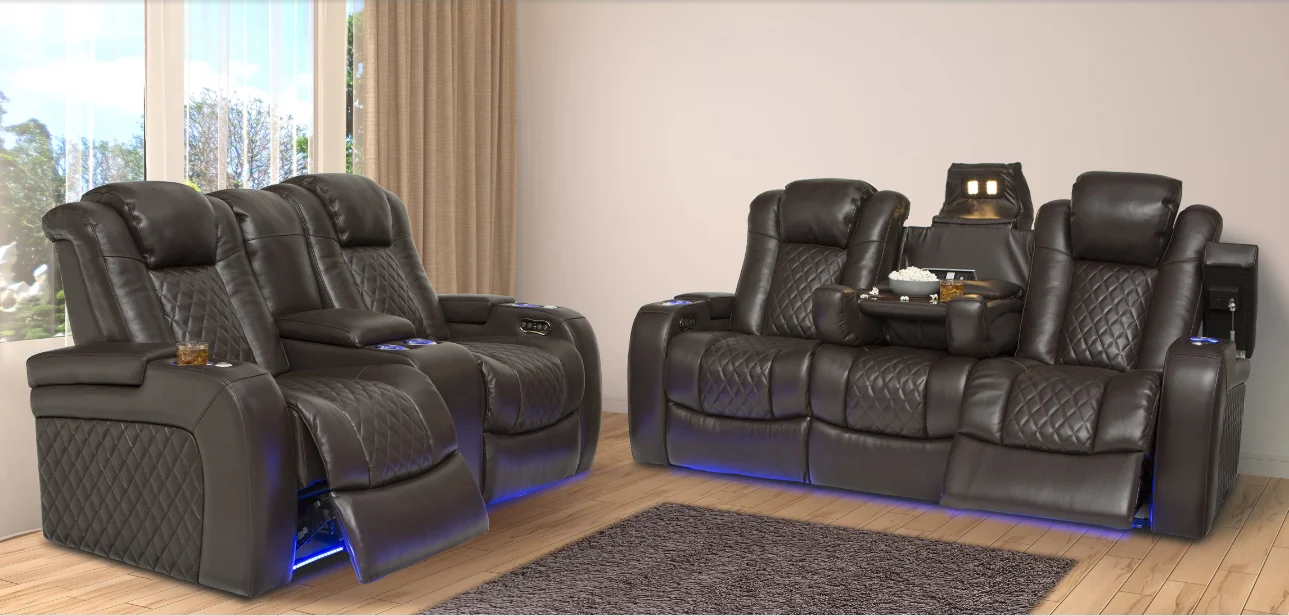 Jky Furniture Real Top Grain Leather Vip Movie Cinema Theater System Seats Sofa Chair With Led