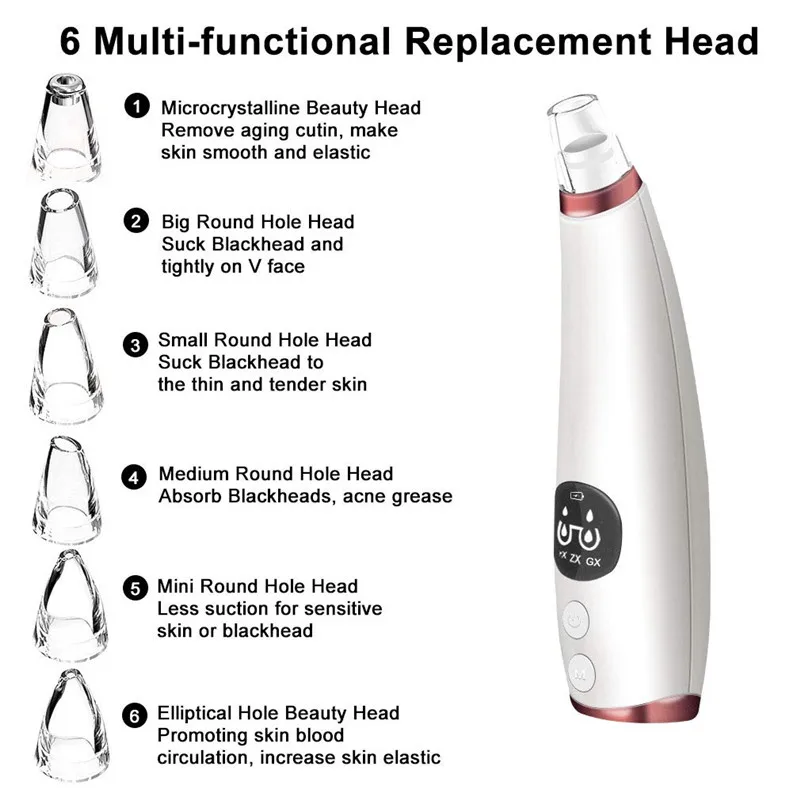 best selling product in usa beauty 6 heads suction pore cleanser acne comedone tool beauty equipment electric blackhead remover