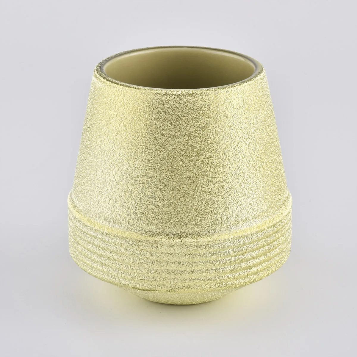 metallic finished ceramic candle jars