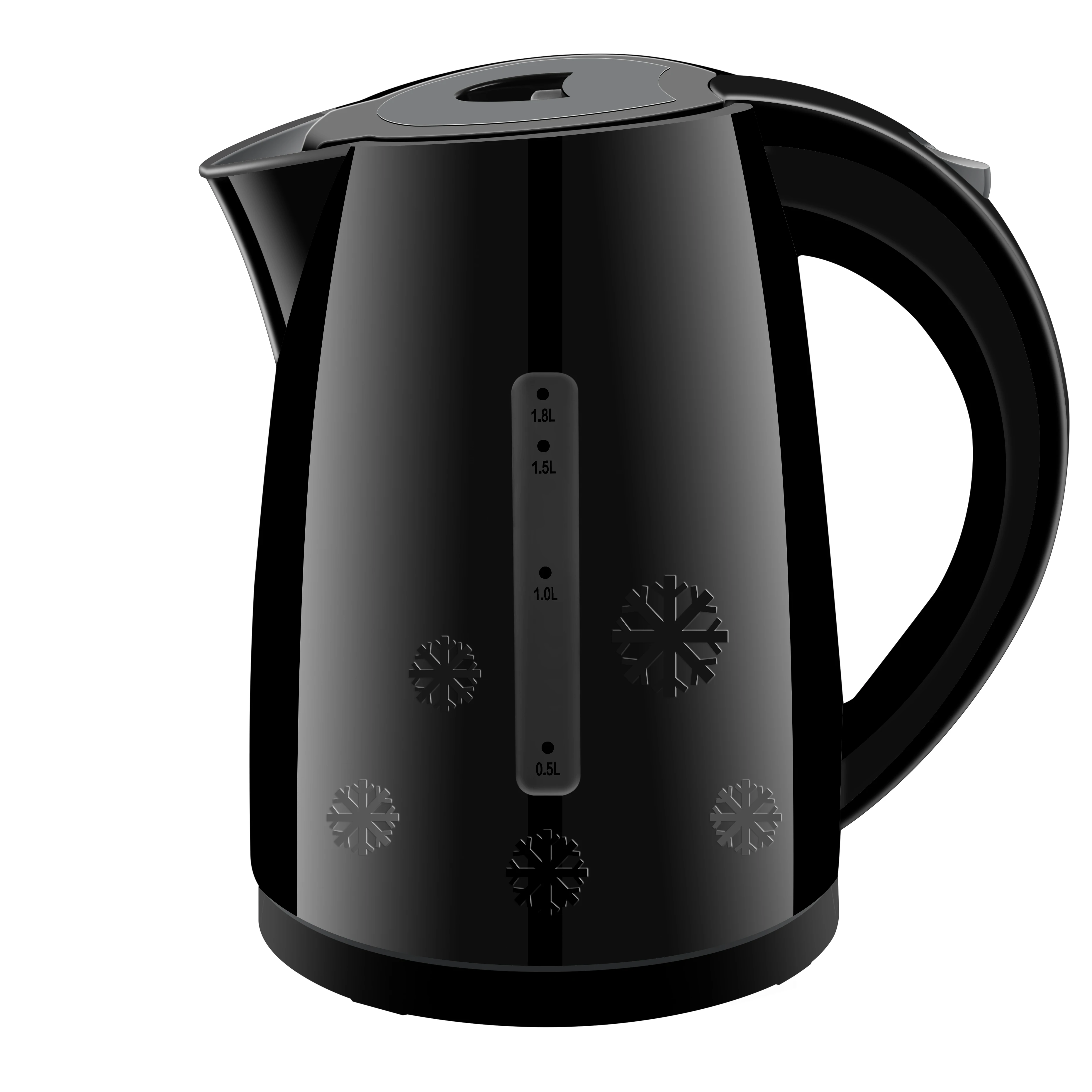 0l full black plastic electric kettle with water window