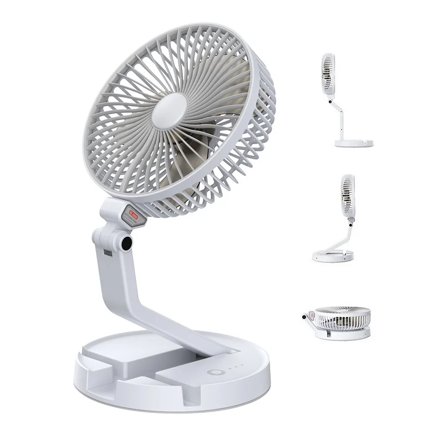 with cordless usb led light rechargeable battery operated foldaway lamp 3 speeds table fan