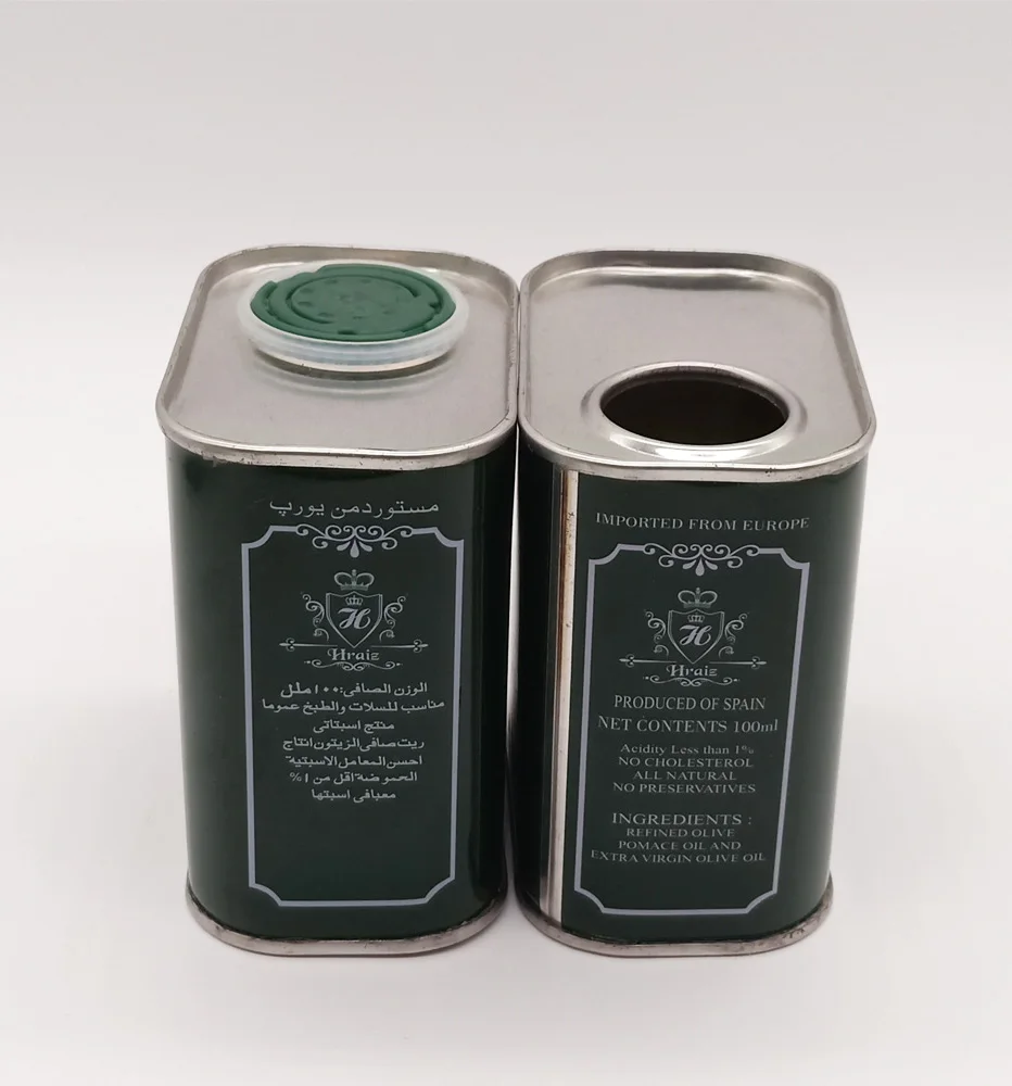 100ml,500ml,5l Custom Printed Empty Food Grade Olive Oil Tin Can For