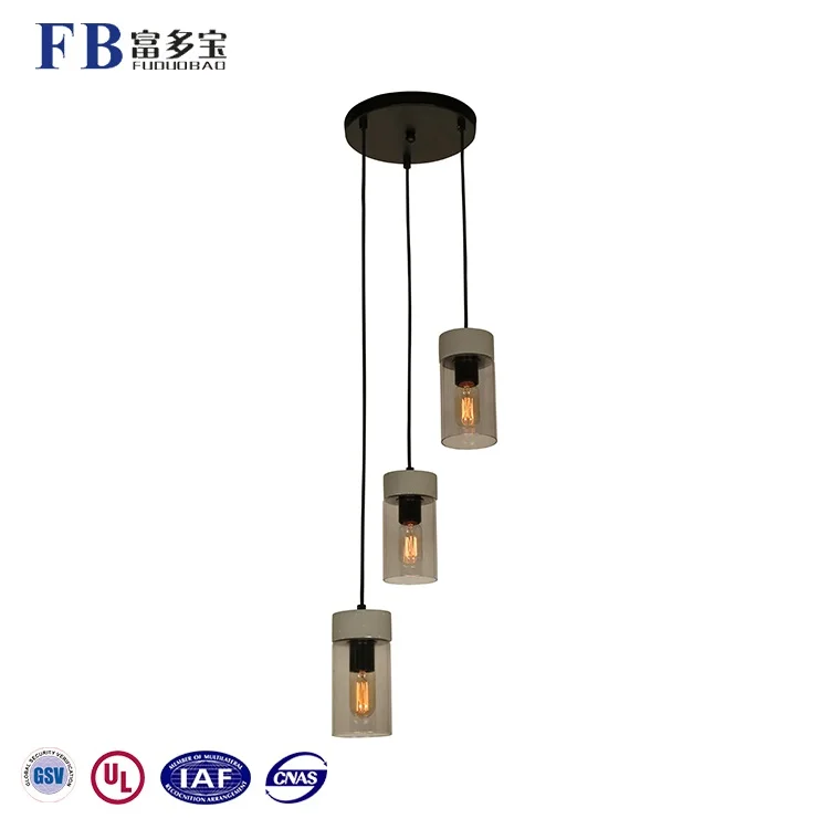Factory Price E27 Mini Dining Room Coffee Shop Smoked Clear Glass Tube Dome Ceiling Pendent Lamp Pendant Light