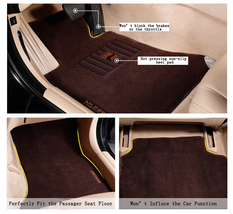 Luxury Flat Removable Customized Brown Carpet Auto Car Floor Mat Buy