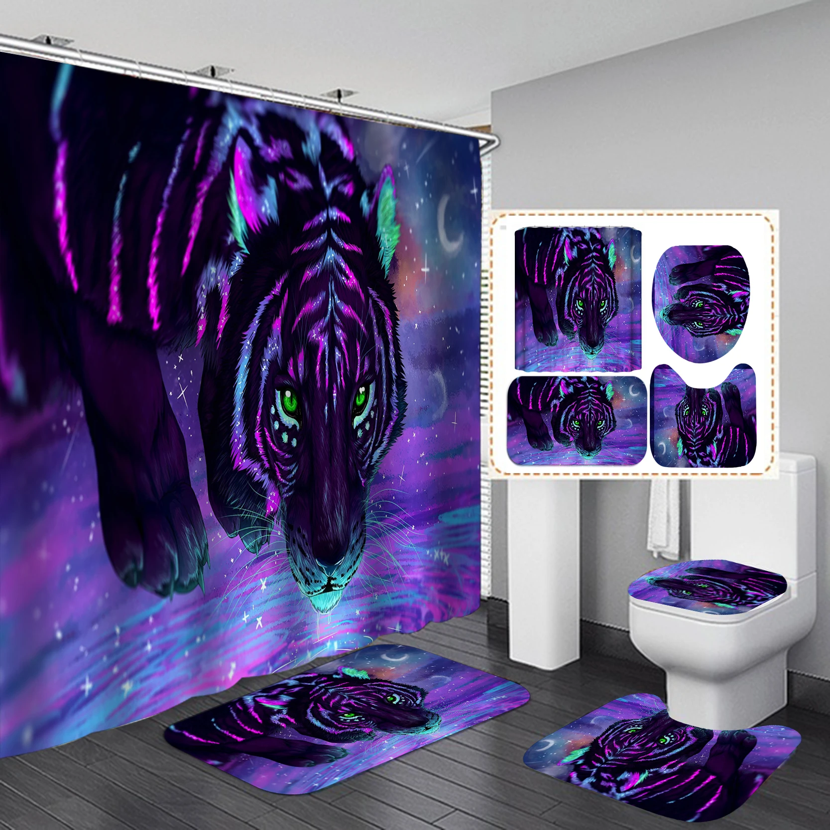 China Polyester Curtain Shower Custom, European Waterproof 3D Water Proof Shower Curtain Fabric/