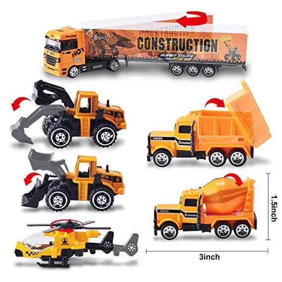 Details about   OundraM Die-cast Construction Truck Vehicle Toddler Car Toys Set Play Vehicles 