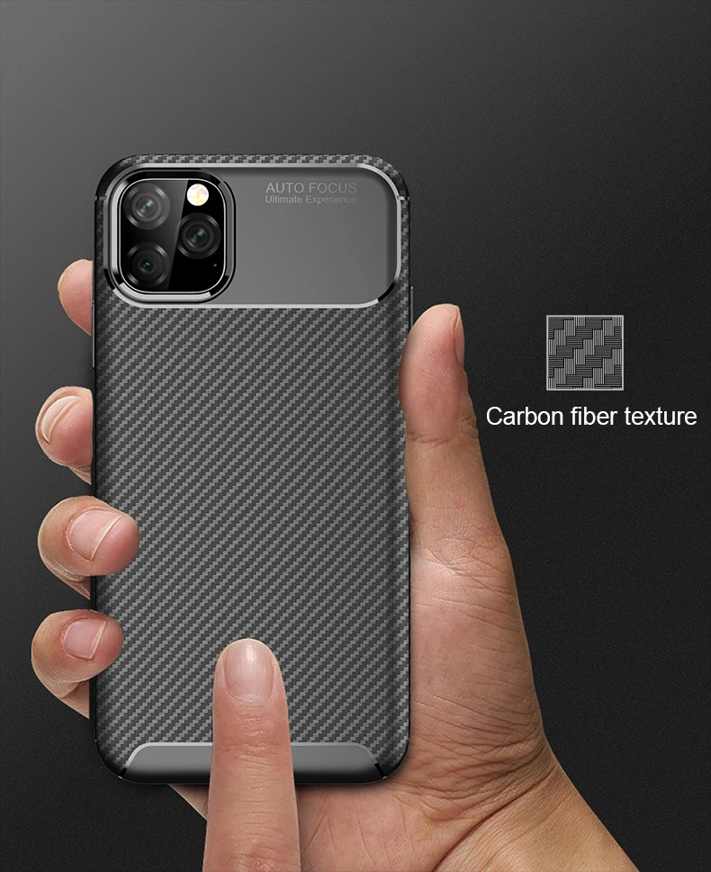 Carbon Fiber Protective Cover for iPhone 11 pro  Max Luxury Case for iPhone 11 Phone Case