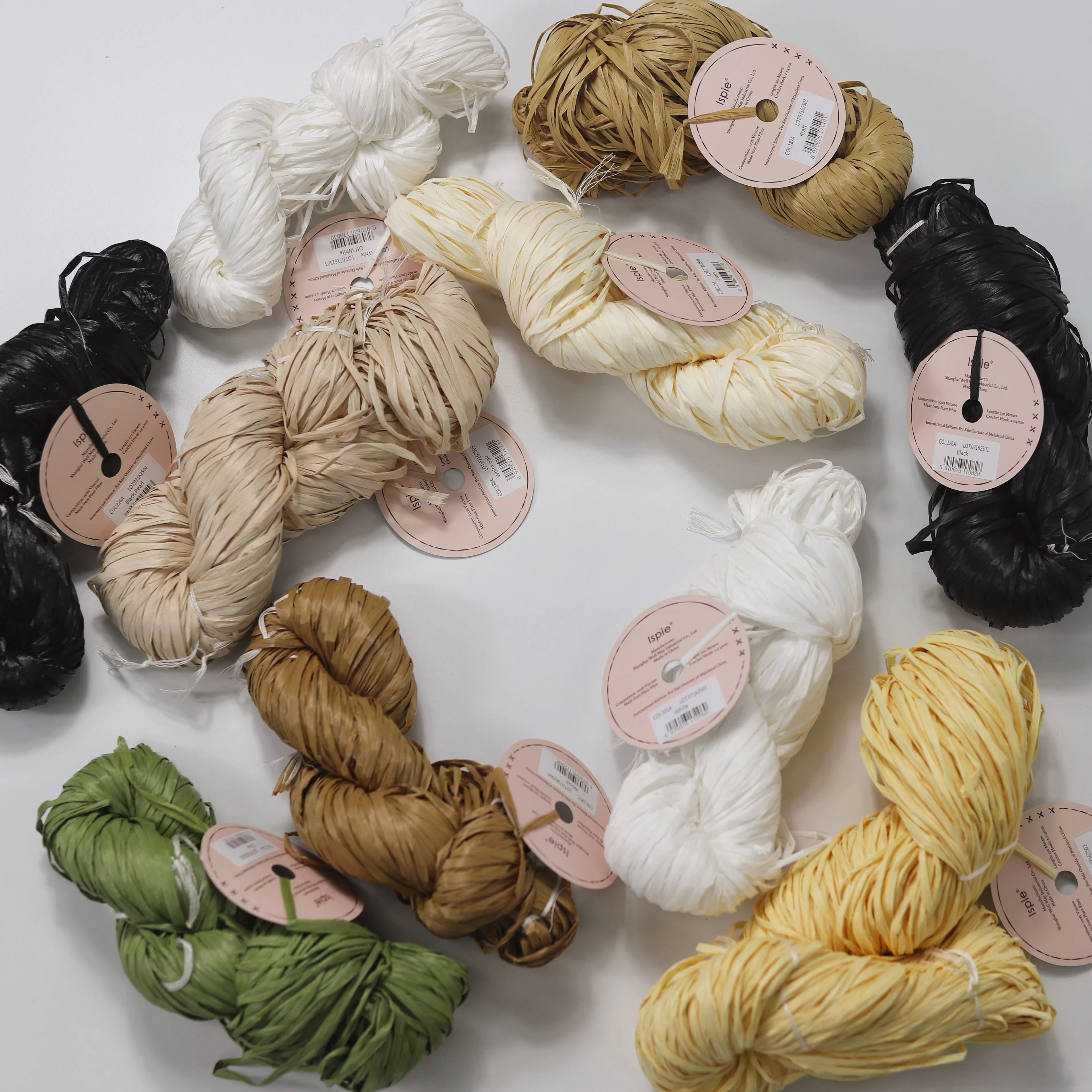 Rayan Raffie ISPIE 250M Filament Rayon Raffia Fancy Knitting Yarn Viscose Fiber in Hank