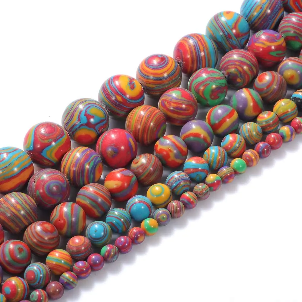 彩色孔雀石松珠自然宝石珠