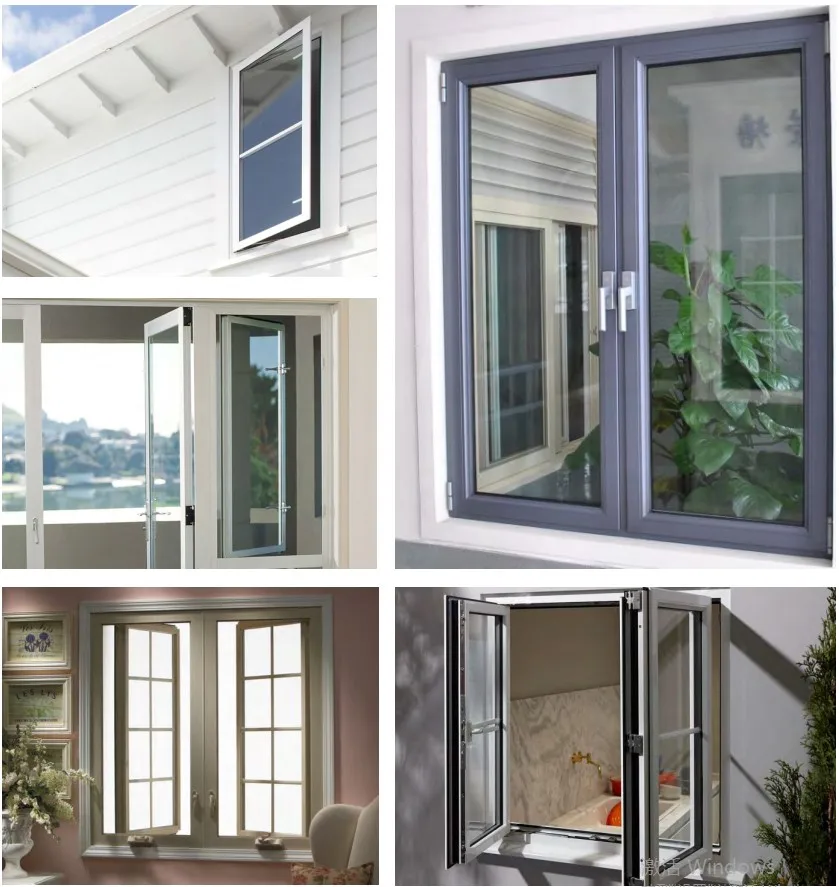 AU standard side hung glass aluminum casement window with blinds inside