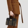 custom eyelet black ladies designer pu leather satchel tote bag women classic office handbag