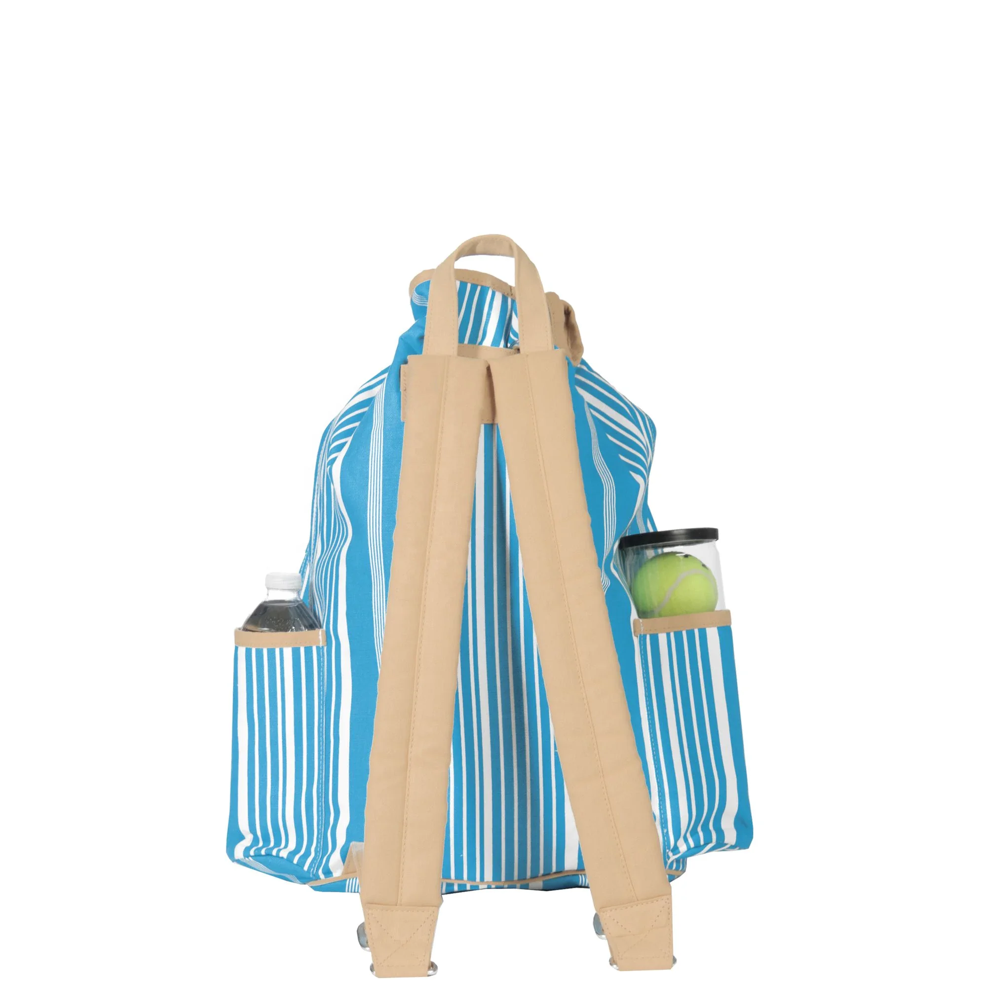 Stylish Striped Print Golf Tennis Drawstring Bag Line Canvas Tennis