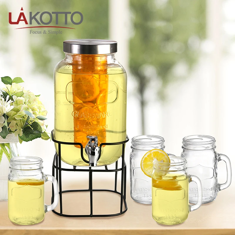Ecofriendly 4l Clear Glass Beverage Dispenser With Ice Infuser Buy
