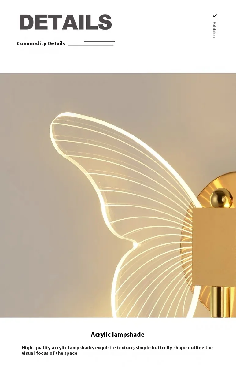 product butterfly inspired led wall lamp with light modern for nordic style hotels bedsides bedrooms and tv walls-10