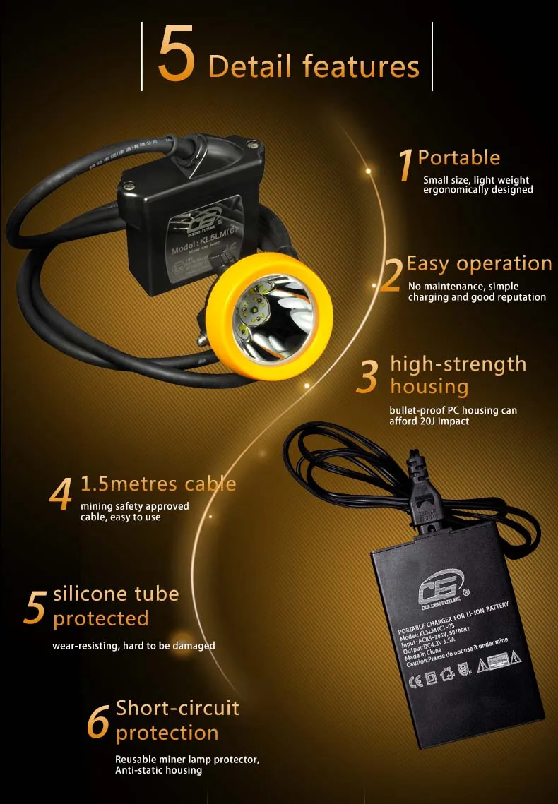 KL5LM flashlight & torches mining helmet light lampara minera mining headlamp miner cap lamp 