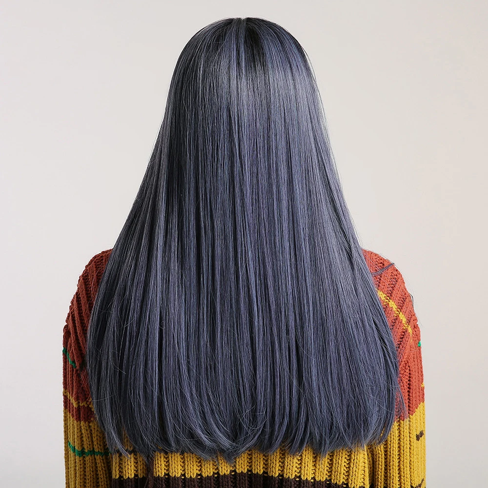 英特尔混合颜色长头发合成假发