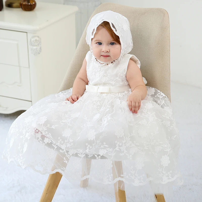 Infant Dress for Girls Baby Girl Flower Christening Baptism Dress Formal Party Special Occasion Dresses Flower Girl White Gown