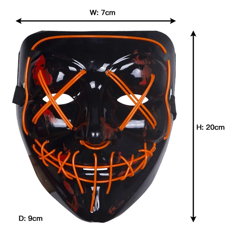 Led Halloween Mask Glowing In Dark Luminous El Wire Mask For Dj Cosplay ...