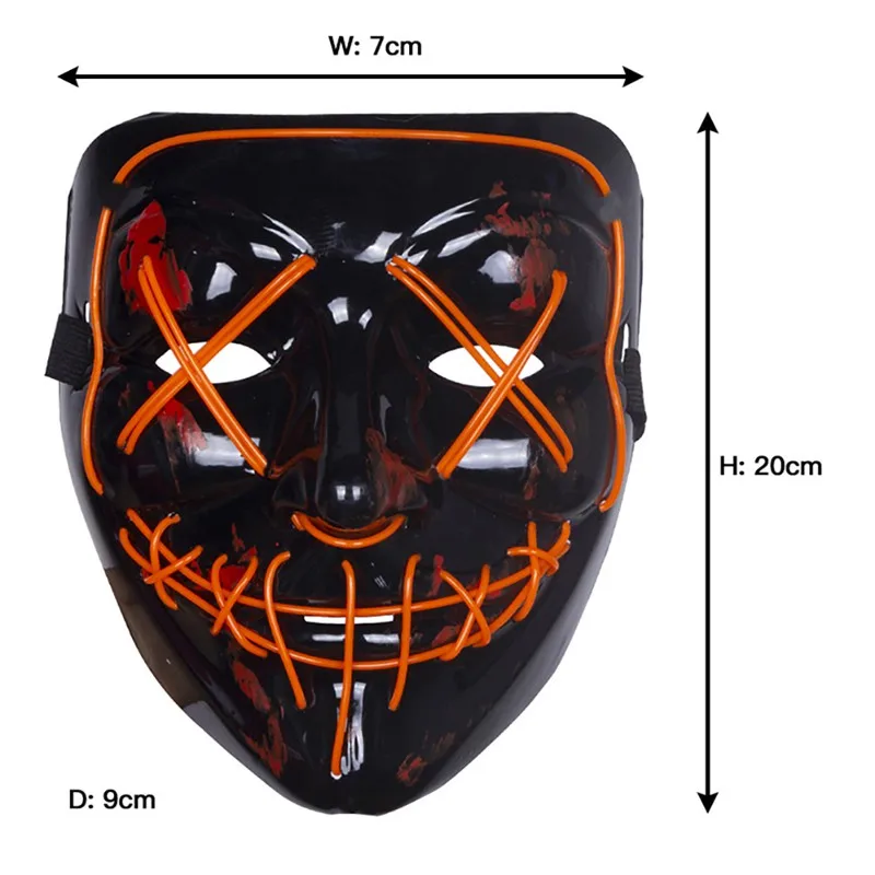 Led Halloween Mask Glowing In Dark Luminous El Wire Mask For Dj Cosplay
