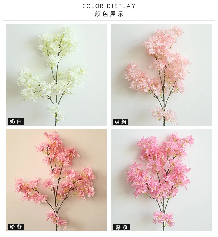 95cm 3 Branch Artificial Sakura Artificial Flowers Cherry Blossom