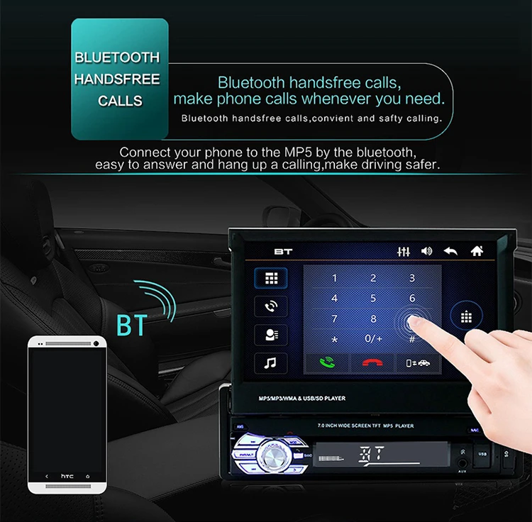 7.0 inch wide screen tft mp5 player. Car mp5 Player Android System 7 LCD.