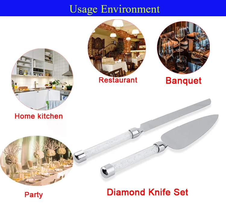 Tt13275 Cake Cutting Tool 2pcs Luxury Silver Knife Wedding Cake Knife