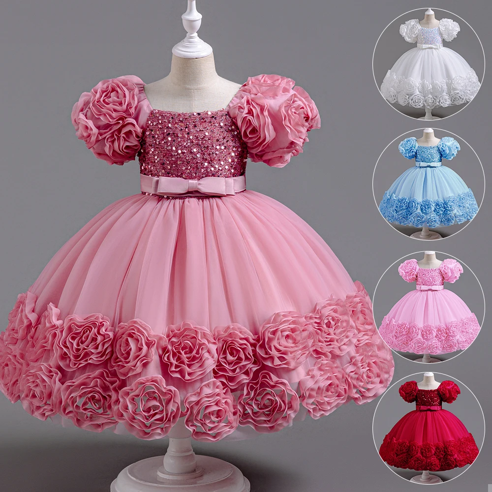 New Summer Girls' 18 Year Old Round Neck Trail Party Dress With Pink