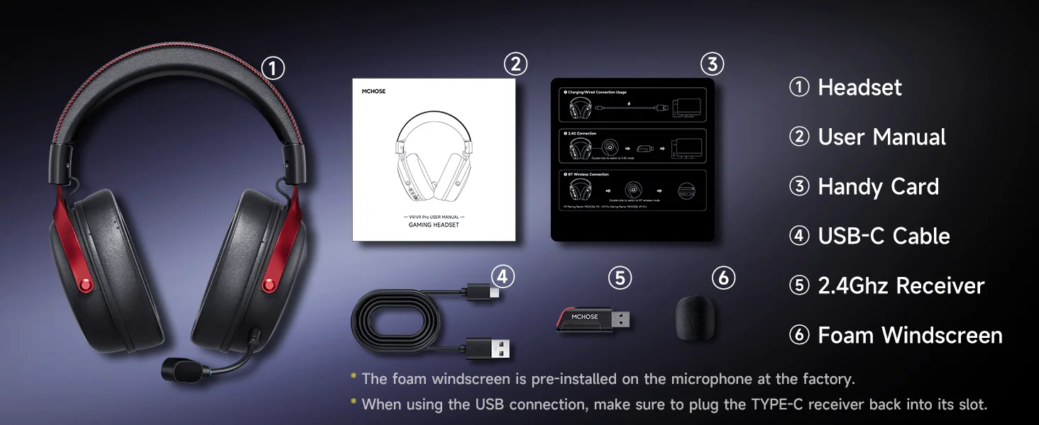 MCHOSE V9 Pro Wireless Gaming Headset - ANC & Surround Sound