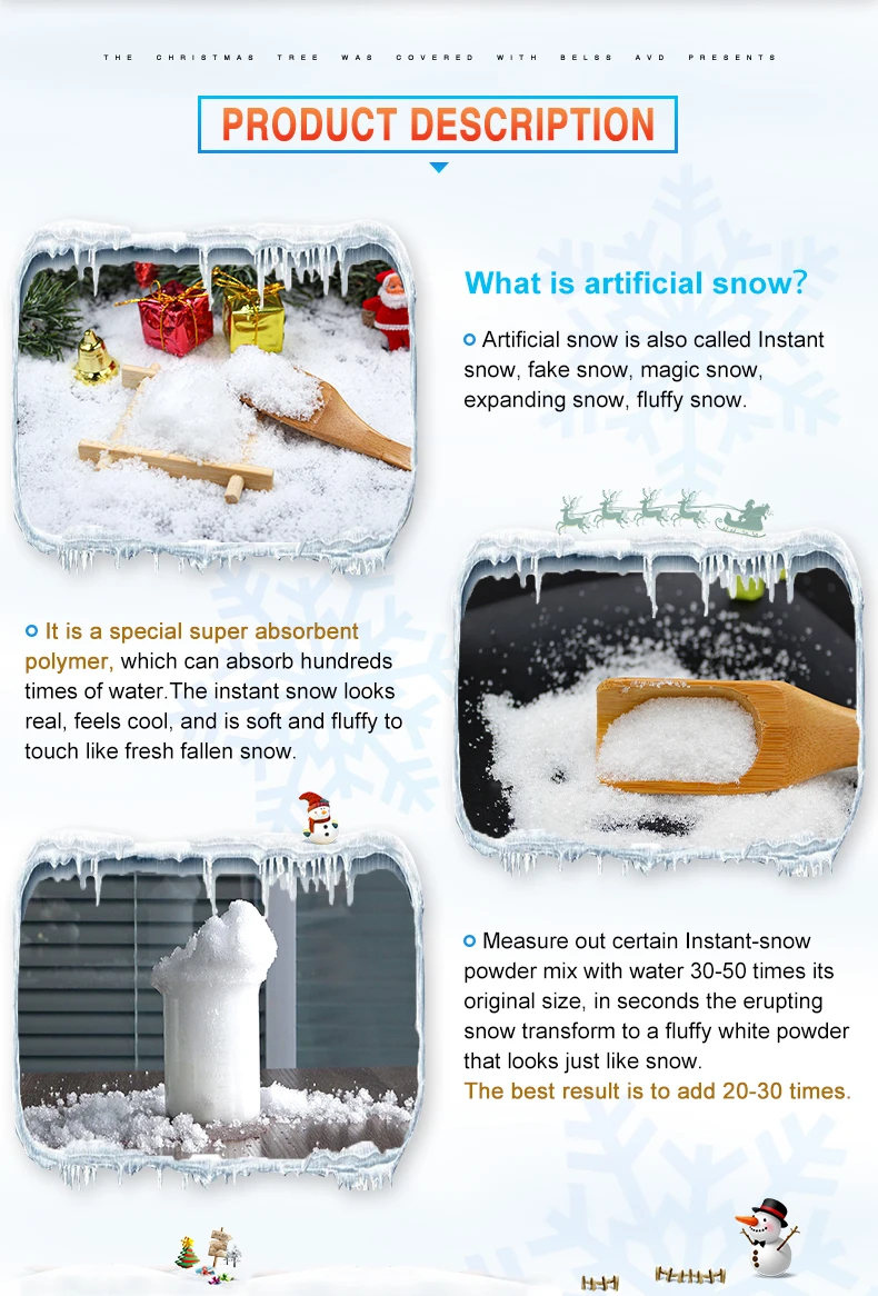 Christmas Decorations Magic Artificial Instant Snow Powder Christmas