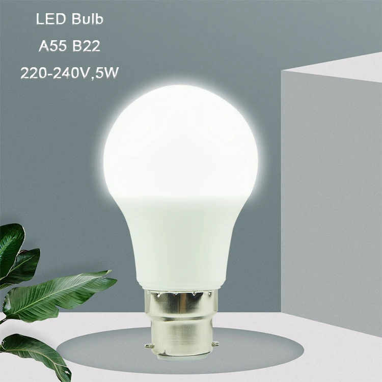 Cheap wholesale plastic A55 B22 5w DOB  led bulb for indoor lamp lighting