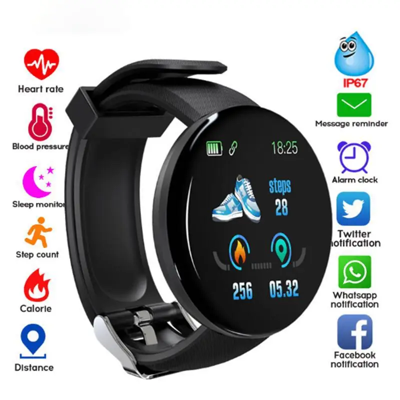 D18 Hotsale Smart Watch Waterproof Pedometer Activity Tracker Smartwatch With Blood pressure Blood oxygen Smart Wristband