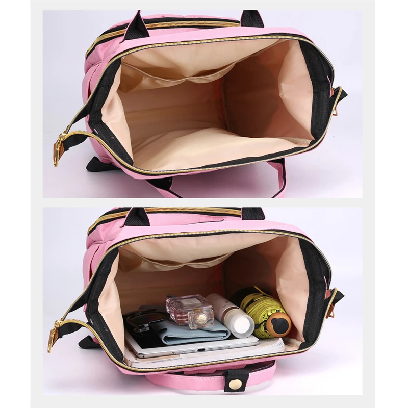 mochilas Solid Backpack School Travel Bag Double Shoulder Bag Multi-function Large Capacity Canvas Backpack Women Mummy Maternal Backpack