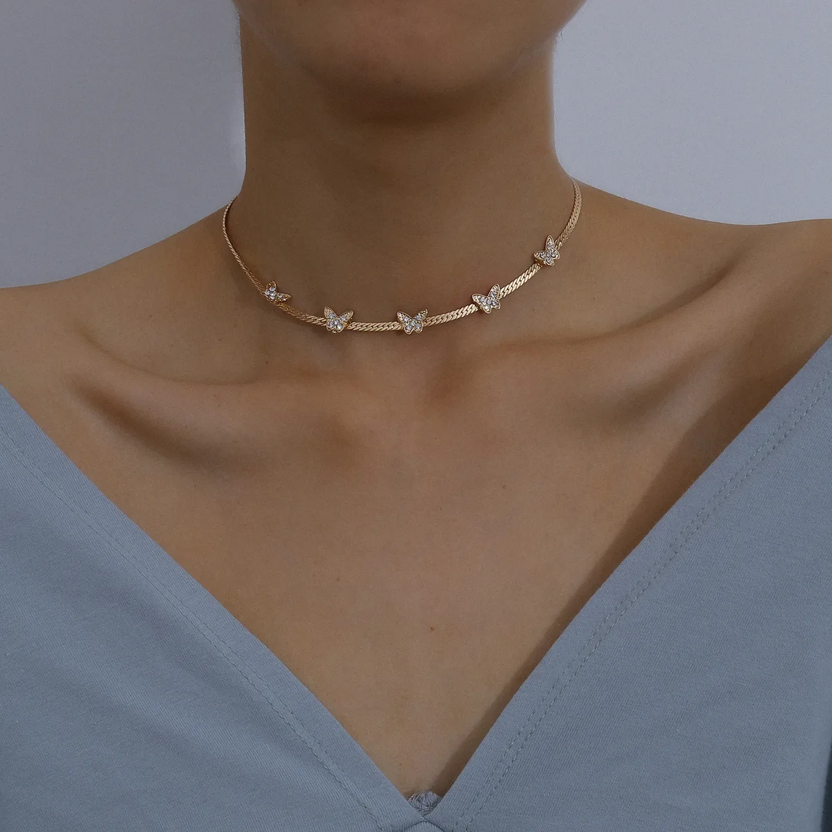 Crystal Butterfly Chokers Necklace For 