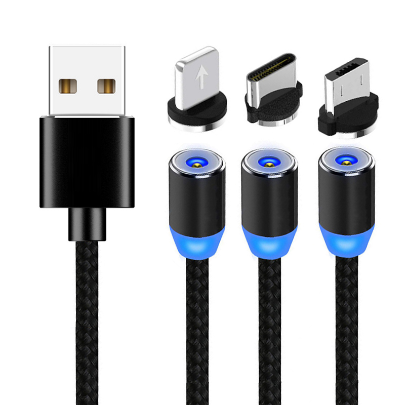 
Nylon Braided For iPhone charger 3 in 1low price magnet usb charger cable micro usb type c 2A fast charging usb cable Wholesale 