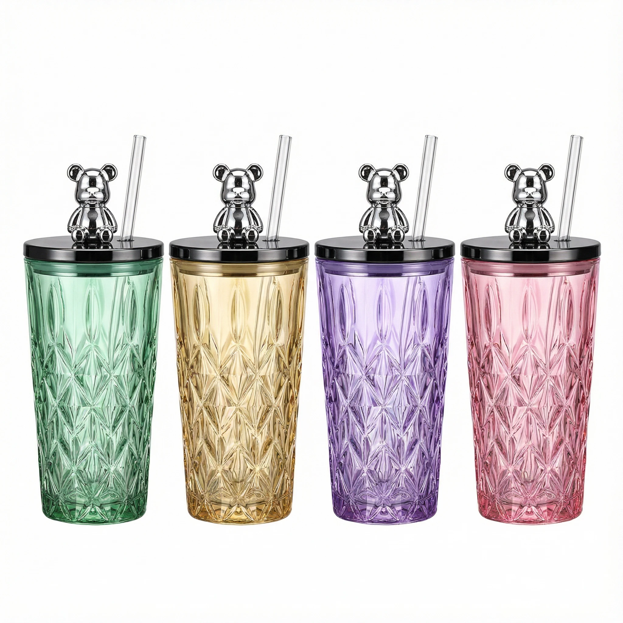 Glass Party Mug with Bear Lid