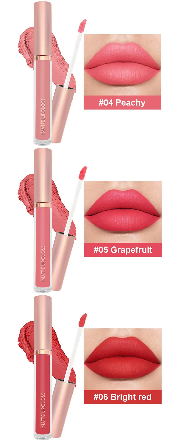 3 Pack Matte Lip Gloss Lip Glaze Set