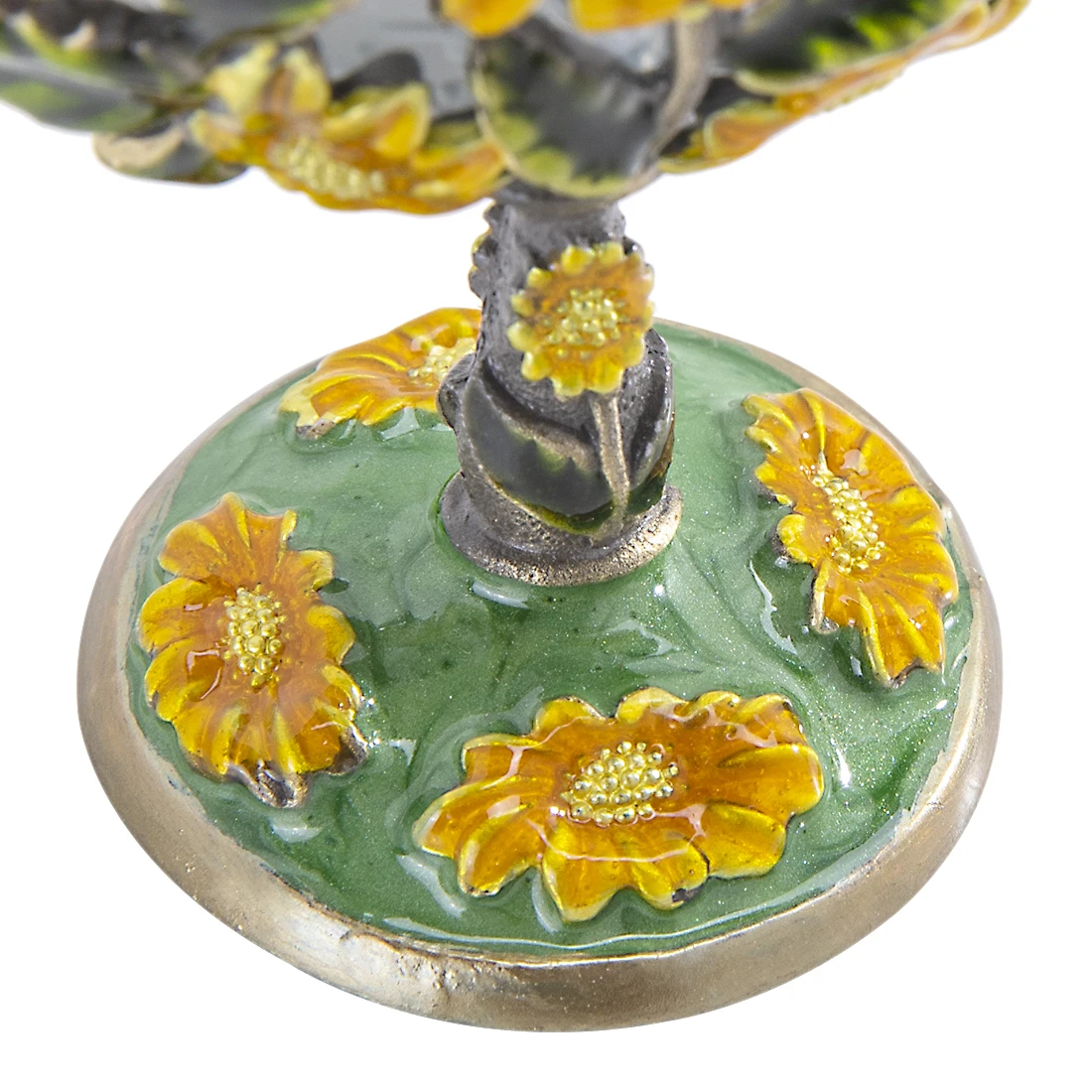 H&d Clear Vintage Sunflower Perfume Bottle Jeweled Crystal Empty