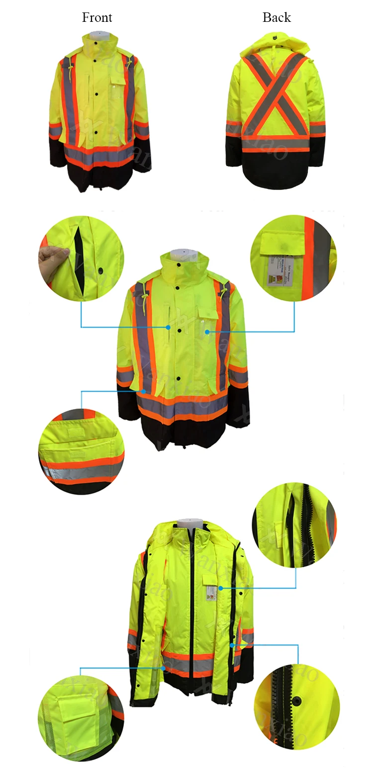 High Visibility Fluorescent Reflective Jacket Hi Vis Construction